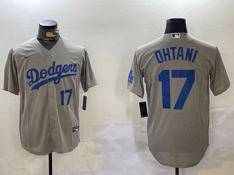 Men Los Angeles Dodgers #17 Ohtani Grey Game 2024 Nike MLB Jersey style 11204